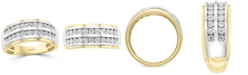 EFFY Collection EFFY&reg; Men's Diamond Double-Row Ring (1/4 ct. t.w.) in 14k Gold & White Gold